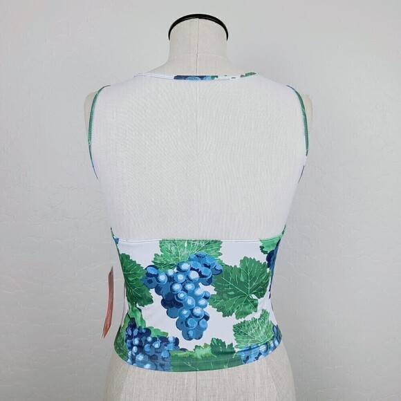 NEW Kortni Jeane Sweetheart Swim Tankini Top S‎ Whie Purple Green Grapes … - Picture 2 of 6